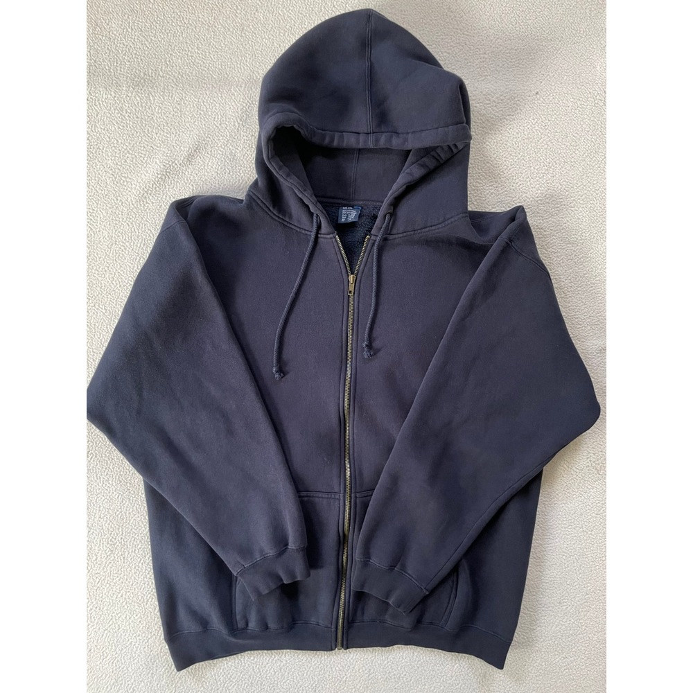 NFL Mens XXL Full Zip Hoodie Navy Blue Denver Broncos Graphic Back Sweatshirt